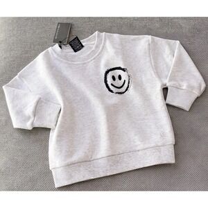 Little Bipsy Smiley Crew Sweatshirt Toddler Neutral Pullover 12-18M NWT